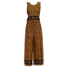 1980S Leopard Print Wool Shell Top & Wrap Pants Ensemble
