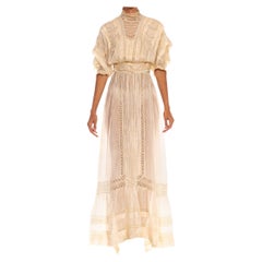 Antique Edwardian Cream Silk Lace Ensemble