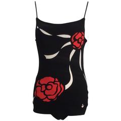 1960s Mod Herma Black Bathing Suit 6