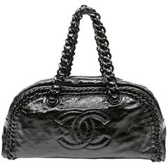 Chanel Black Patent Leather Modern Chain Bowler- Large