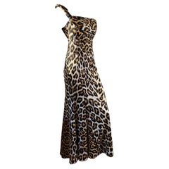 Just Cavalli Ein-Schulter-Abendkleid mit Leopardenmuster von Roberto Cavalli