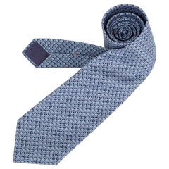 HERMES blue silk twill ROBOT KEY Tie