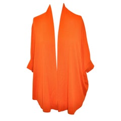 Neiman Marcus Soft "The Cashmere Collection" Bold Tangerine Cashmere Open Jacket