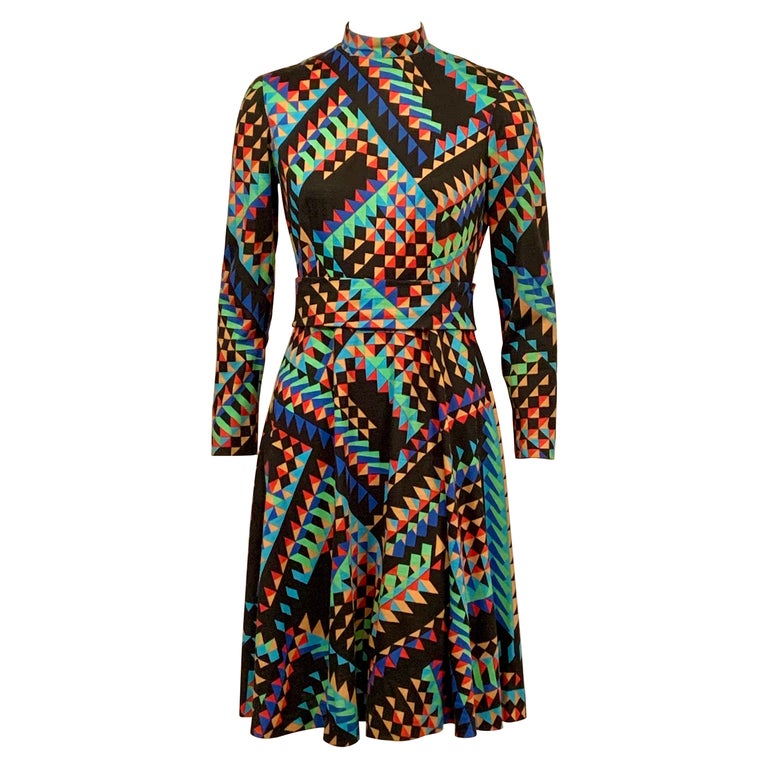 Colorful Late 1960's Op Art Dress For Sale
