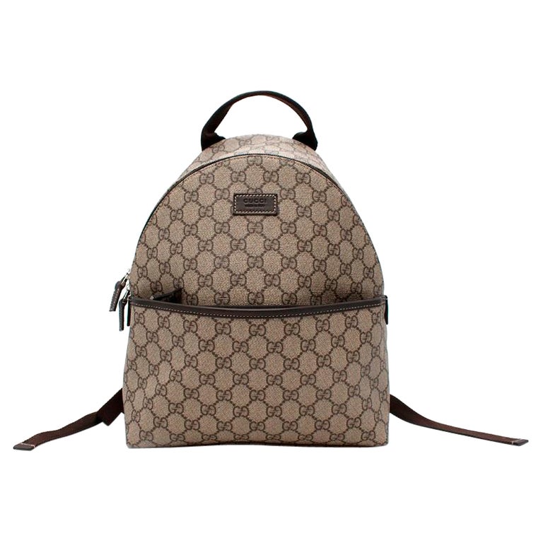 Gucci Front Zipper Pocket Backpack Monogram GG Supreme Beige/Black