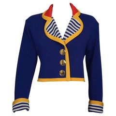 Vintage YVES SAINT LAURENT Pop Colour Sailor Knit Cropped Cardigan Jacket