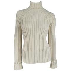 Y's by YOHJI YAMAMOTO Size 6 Cream Wool Back Pocket Turtleneck Sweater