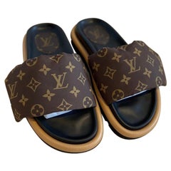 Louis Vuitton Cacao Brown Leather Monogram Pool Pillow Comfort Mules - US 7.5