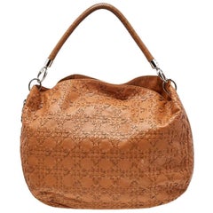 Dior Caramel Cannage Stitched Leather Lady Dior Hobo