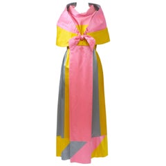 Vintage 1960s Colorblock Satin Gown and Stole