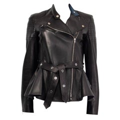 CHRISTIAN DIOR black leather BELTED BIKER Jacket 40 M