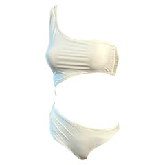 Tom Ford for Gucci S/S 2000 Cutout One Shoulder White Bodysuit Swimsuit