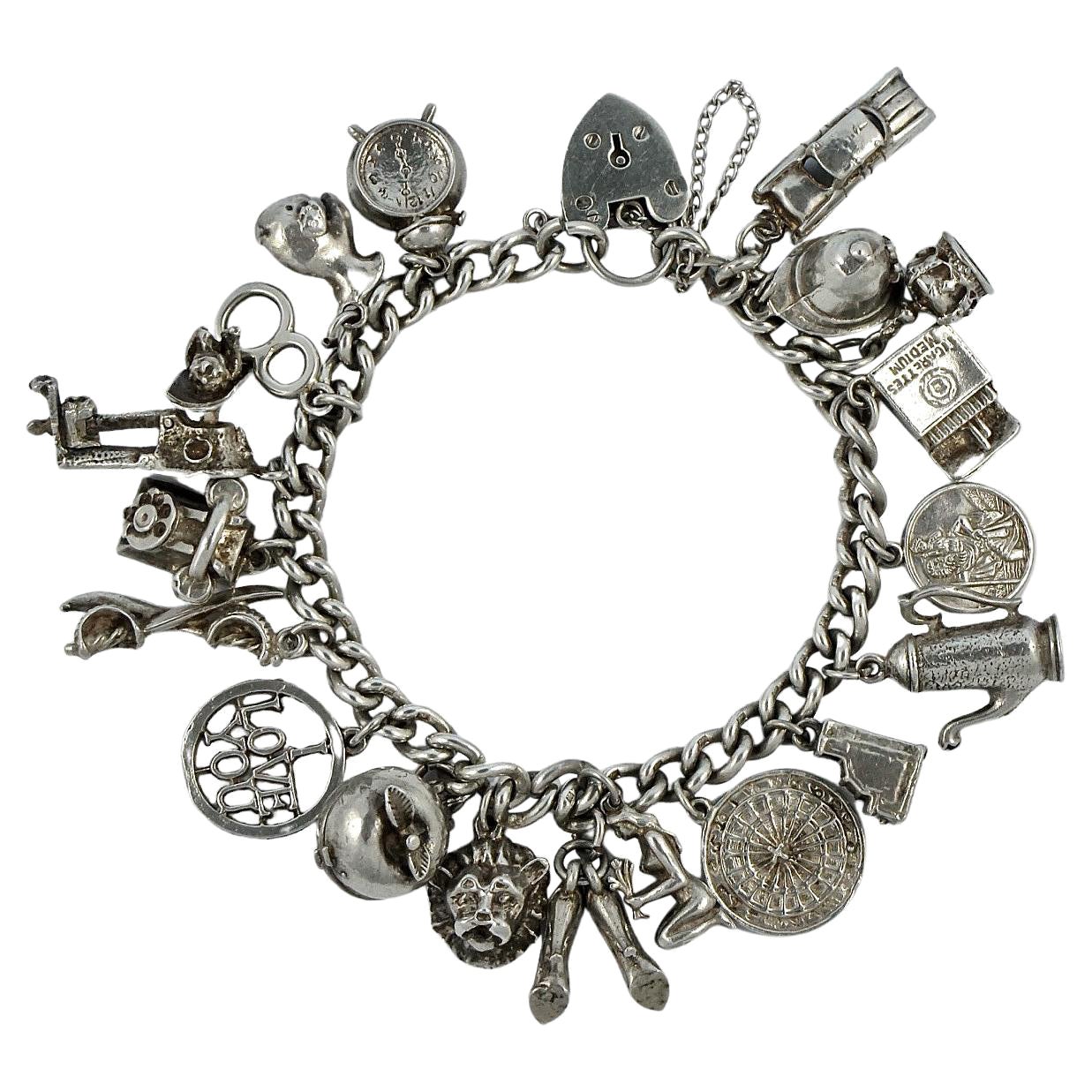 English Sterling Silver Charm Bracelet 1960s
