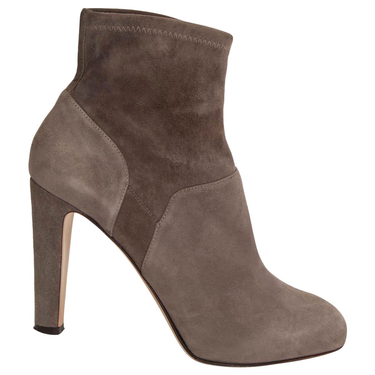GIANVITO ROSSI light grey STRETCH SUEDE ANKLE Boots Shoes 37.5 For Sale