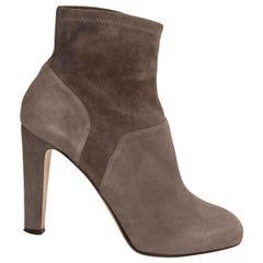 GIANVITO ROSSI light grey STRETCH SUEDE ANKLE Boots Shoes 37.5