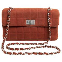 Chanel Brick Suede Square Quilted Multi Flap Shoulder Bag