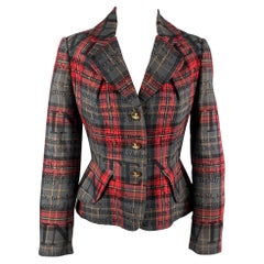 VIVIENNE WESTWOOD RED LABEL Size 2 Grey & Red Print Plaid Jacket