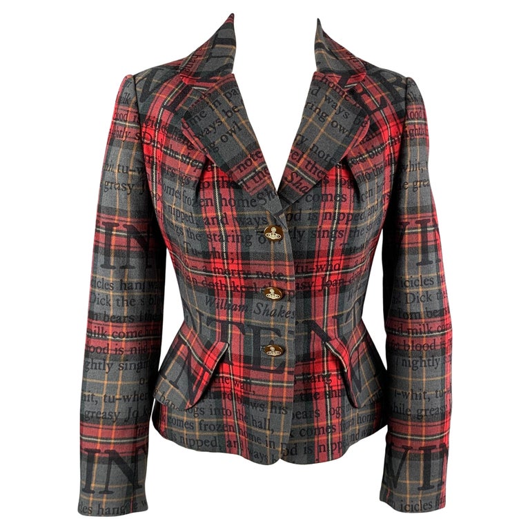 VIVIENNE WESTWOOD RED LABEL Size 2 Grey and Red Print Plaid Jacket at  1stDibs