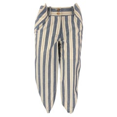 VIVIENNE WESTWOOD LABEL - Pantalon asymétrique asymétrique à rayures bleues et blanches, taille 2