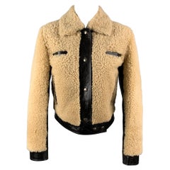 SAINT LAURENT Fall 21 Size 2 Tan & Brown Shearling Leather Short Jacket