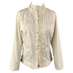 LOVE MOSCHINO Size 6 Cream Polyester Ruffled Jacket
