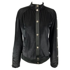 LOVE MOSCHINO Size 6 Black Textured Polyester Snap Button Bomber Jacket