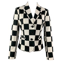 LOVE MOSCHINO Size 6 Black & White Checkered Cotton Jacket