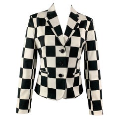 LOVE MOSCHINO Giacca in cotone a scacchi bianchi e neri taglia 6