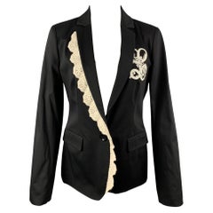 LOVE MOSCHINO Size 6 Black & White Acetate / Cotton Jacket