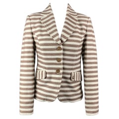 LOVE MOSCHINO Size 4 Cream & Taupe Stripe Cotton Jacket