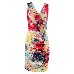 LOVE MOSCHINO Size 6 Multi-Color Paint Splattered Cotton Paint Sleeveless Dress