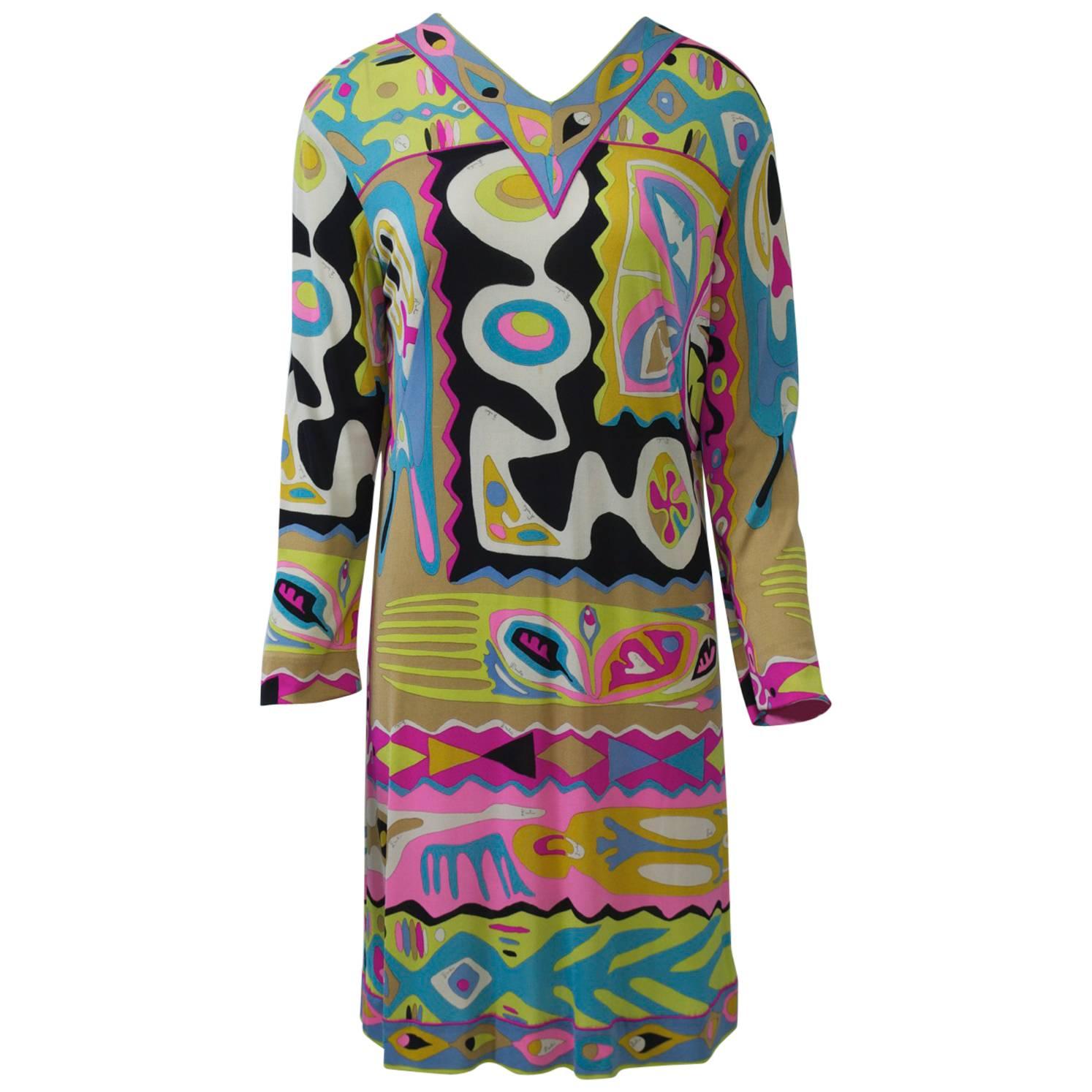 Pucci c. 1970 Abstract Print Dress