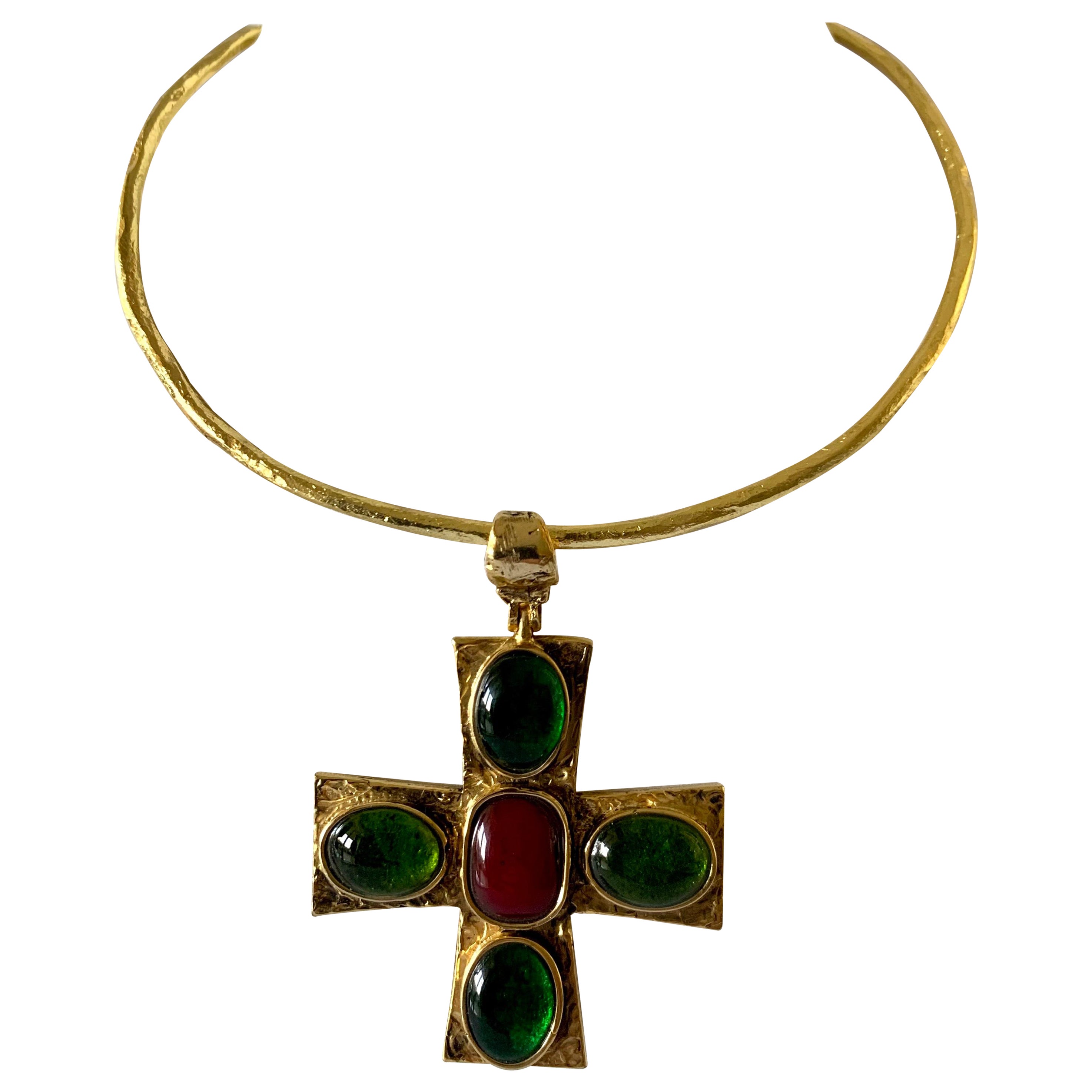 Byzantine-Inspired Gilt Cross Necklace