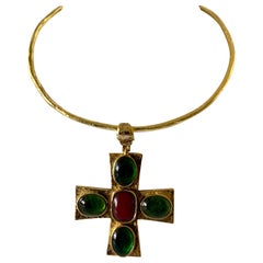 Byzantine-Inspired Gilt Cross Necklace