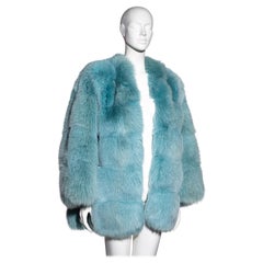 Vintage Gucci by Tom Ford aqua blue fox fur oversized coat, fw 1997