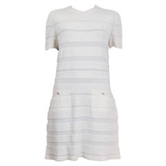 CHANEL ivory white wool 2019 SHORT SLEEVE KNIT Dress 38 S