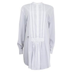 CHRISTIAN DIOR white cotton PLEATED TUNIC SHIRT Dress 38 S