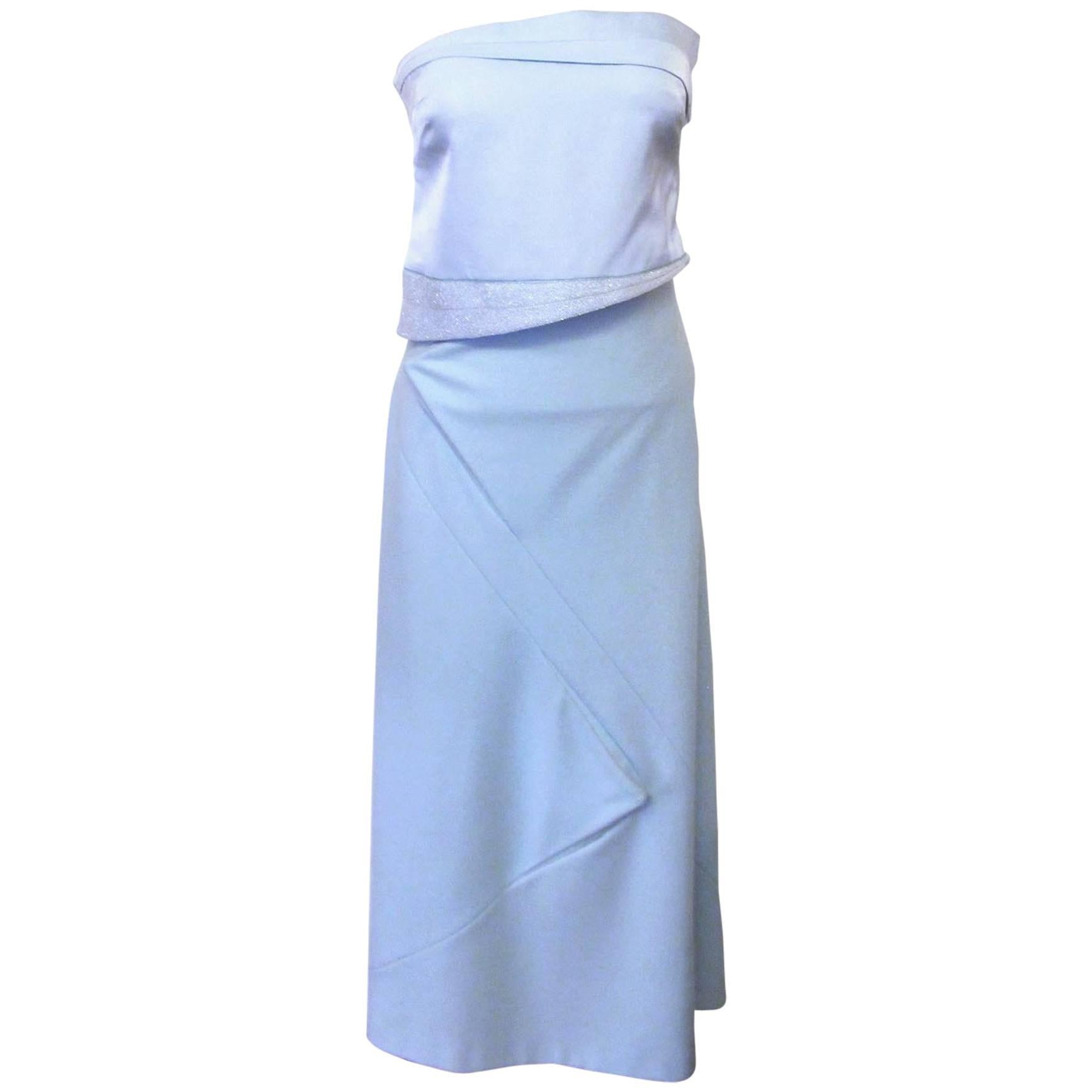 Chic Lanvin Two Piece Powder Blue Lush Evening Gown For Sale