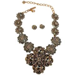 Oscar de la Renta Black Diamond Crystal Statement Necklace 4