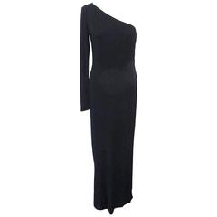 Ralph Lauren Collection Runway One Shoulder Black Evening Gown 6
