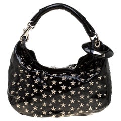 Jimmy Choo Black Patent Leather Small Star Studded Solar Hobo