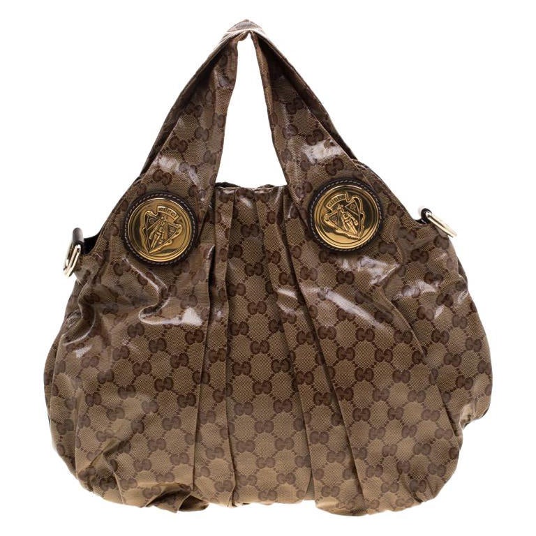 Gucci Brown GG crystal Canvas Small Hysteria Hobo at 1stDibs