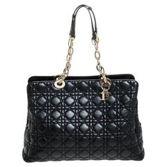 Dior Black Cannage Leather Soft Lady Dior Shopping Tote