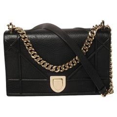 Dior Black Leather Medium Diorama Flap Shoulder Bag