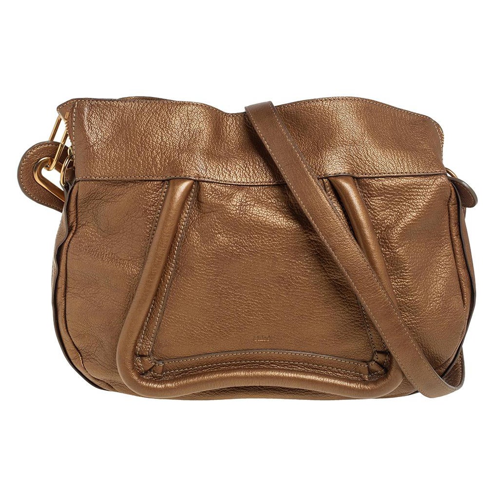 Chloe Gold Leather Paraty Shoulder Bag