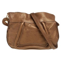 Chloe Gold Leather Paraty Shoulder Bag