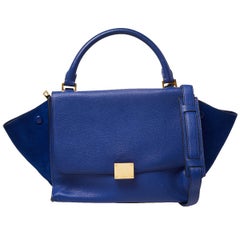 Céline Blue Suede and Leather Mini Trapeze Top Handle Bag