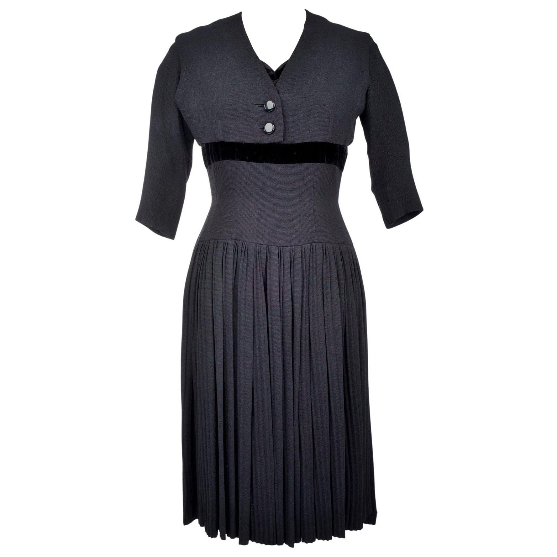 Französisches kleines schwarzes Kleid und Bolero von Nina Ricci, um 1955 im Angebot
