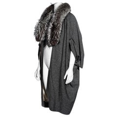 Christian Dior by John Galliano grey Donegal tweed and fox fur coat, fw 1998