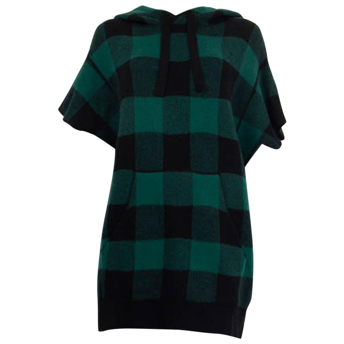 CHRISTIAN DIOR green & black cashmere J'ADIOR 8 PLAID HOODED Sweater 38 S